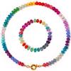 SKLife style design Set di collana con bracciale da donna, con pietre preziose colorate, regalo per donne, collana di perle in pietra naturale fatta a mano, stile bohémien