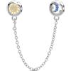 LNQOBU Catena di Sicurezza in Argento 925 per Charms Bracciali Ciondoli Perline,Ciondolo a forma di cuore in silicone con Chiusura a Clip, Compatibile con i Braccialetti Pandora