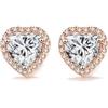 FEIKFEIZ Orecchini da donna moissanite 1CT a forma di cuore di moissanite, allevati in laboratorio, argento 925 placcato oro rosa 18 carati, orecchini a perno, regalo per gioielli.