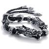 Feilok Bracciale regolabile vintage con teste di drago e coda di fenice, per uomo e donna, con cordoncino in pelle nera, 20 centimetri, cordino in pelle, 20 centimeters, Cordino in pelle