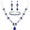 Clearine Set di Gioielli per Damigelle d'Onore, Bracciale da Tennis con Collana a Y e Orecchini Pendenti con zirconi AAA per Signore Color Zaffiro, Fondo Argento