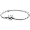 PANDORA Bracciale da donna in argento con chiusura a cuore 594594C00, 20cm, Argento sterling, Non pietra preziosa