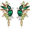 EVER FAITH Cristalli Fashion Statement Orecchini, Vintage Marquise Goccia Cluster Bling Coloreato Orecchini pendenti per Donna Verde con Champagne Oro-fondo