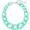 BOCAR Collana Choker Chunky Statement con Catene a Rete e Perline Dipinte in Acrilico, Stile Bohemiano per Donna (NK-10510-B-Ice Green)