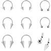 ZS 8 anelli per setto nasale, 16 G/18 G, in acciaio inox, filettati internamente, piercing a ferro di cavallo, per naso, labbro, trago, cartilagine, elice, daith