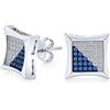 Bling Jewelry Orecchini a lobo da uomo in argento sterling con zirconi cubici micro pavé a forma di aquilone blu e bianco, zaffiro simulato, 10MM