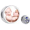 Gaosh Cuore Ciondolo Charms 925 Argento Sterling Charms Personalizzata con Foto per Bracciale Collana Regalo Donna Mamma Nonna (Stile 3)