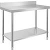 VA-Cerulean Tavolo da lavoro in acciaio inox con gambe regolabili, tavolo di preparazione, mobile da cucina per ristorante, bar, colore: argento, 100 x 60 x 85 cm
