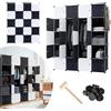 VA-Cerulean Sistema di scaffalatura in plastica con porta e asta appendiabiti, armadio, camera da letto, armadio combinato per vestiti, libri, giocattoli (20 cubi)
