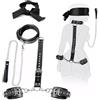 Ninonly BDSM Pelle Sexytoysys Coppia Ninonly Manette e Collare Staccabili, Giocattolo Sessuale con Benda per Donne e Coppie (Nero)