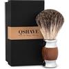 Qshave - Pennello da barba, setole con vero pelo di tasso 100%, realizzato a mano con manico in resina plastica La scelta migliore per una rasatura umida con rasoio di sicurezza a mano.