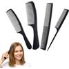 Carehabi 4 Pezzi Pettini per Capelli, Spazzola Capelli Antistatico Multifunzionale con Pettine a Coda, Strumento di Styling per Parrucchiere e Barbiere, per Uomo e Donna, Nero