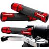 Esselle Parts Manopole Moto Scooter Universali 22/25 mm con Contrappesi in Alluminio - Gomma Antiscivolo Rosso - Grip Manubrio Custom Sportive Naked Scooter