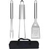 QH7 Set di Utensili Barbecue, 3 Pezzi Kit di Accessori per Barbecue Set - Completo Attrezzi BBQ in Acciaio Inossidabile Posate per Campeggio/Regalo per Natale, Compleanno, Regalo di papà Ideale per