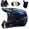 GDAONUDK Casco Integrale da Moto Fuoristrada Per Bambini, con Occhiali, Maschera E Guanti, Per MTB, BMX, Downhill, Quad, Enduro E Cross, Omologato DOT(Style 5,S(52-53cm))