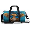 Jubonexis Divertente borsa da viaggio con mucca delle Highland che indossa occhiali da sole con fiocco, borsa da palestra per donne e uomini, borsa da viaggio cilindrica con tracolla