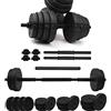 homewell 20 kg, bilanciere per sollevamento pesi, 20 kg, set di manubri per uomo 2 in 1, disco per sollevamento pesi, barre per palestra, serratura di sicurezza+con biella (nero rosso)