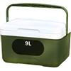 BeVistoso Piccolo frigorifero rigido da 9 litri, verde, isolato, per campeggio, pesca, feste in giardino, portatile con 4 impacchi di ghiaccio