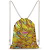 Jubonexis Zaino in tela con coulisse, con motivo organico, giallo dorato e ambra, leggero, per sport, palestra, uomo e donna