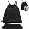 Generic Zaino con coulisse, in tessuto Oxford nero, pieghevole, per sport, basket, calcio, pallavolo, palestra, viaggi, con cinghie regolabili
