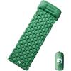 QUAHEAS Materassino gonfiabile con cuscino verde, tappetino da campeggio autogonfiante in nylon 40D, ultraleggero e impermeabile, 188 x 62,5 x 5,5 cm, pieghevole, ideale per trekking, attività