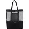 Tressify Borsa da spiaggia impermeabile, scomparto refrigerante per bevande, borsa da palestra da donna, organizer per costumi da bagno, 36,1 x 14 x 35,1 cm, nero, per viaggi e nuoto