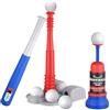 Generico Set Für Kleinkinder - 6 Bälle Interaktives Baseballspielzeug | Kunststoff Automatisches Auswurf Teeball Set Für Kinder 3-5 Jahre, Einziehbarer Schläger Outdoor Sport Spielzeug Garten