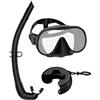 Generic Kit snorkeling per adulti, maschera panoramica anti-appannamento e anti-perdita, con custodia e pinne regolabili, per uomini, donne, famiglia, nuotatori, uscite alla