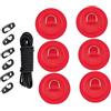 yanwuwa Confezione da 6 anelli a D in acciaio inossidabile con base in PVC, corda elastica adatta per imbarcazioni, barche, tavole da surf, kayak, canoe, attrezzature