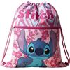 ILS I LOVE SHOPPING Sacca Sportiva con manici e tasca per Bambino, Borsa Coulisse Zaino per Asilo, Palestra, Piscina, Viaggio, Portascarpe (per STITCH bambina)
