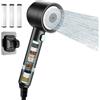 Carehabi Doccino per Doccia Soffione Doccia con Tubo 1.5M 3 Cartucce Filtranti Soffione Doccia Alta Pressione per Bagno