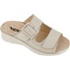 Hergos H5700 - Ciabatte donna in pelle martellata con doppia fascia e plantare estraibile - Smart Panna