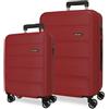 Roll Road Flex Set di Bagagli Bordeaux 46x65x25 cm Rigido ABS Lucchetto a Combinazione Laterale 91L 5.7kg 4 Doppie Ruote Bagaglio a Mano