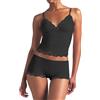 LACOZY Set pigiama da donna sexy, 2 pezzi, senza maniche, estivo, scollo a V, canottiera Y2K con finiture in pizzo, Rosso, XL