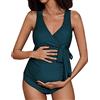 Generic Costume da Bagno Premaman Donna - Costume Intero con Scollo a V e Design Elegante - Costumi da Bagno Soild per Gravidanza - Comodo e Sostenibile per Mare e Piscina (Green, XL)