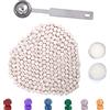 FFTANXS Sigillo Ceralacca Kit, 200 Pezzi Perline Ceralacca con 2Candele del Tè e 1Cucchiaio, Sigilli in Cera Lacca per Buste, Ceralacca Matrimonio Personalizzati,DIY Cera per Timbri e Decorazioni(Rosa Chiaro)