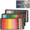 MARCO Matite colorate per adulti da colorare, set professionale solubile in acqua, 100 colori, penne in legno in scatola di ferro, con pennello e affilatrice (set da 100 pezzi)