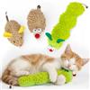 Uyubao Giocattoli per gatti, confezione da 3 giocattoli interattivi in peluche da masticare per gattini per la pulizia dei denti, resistenti ai morsi, con design a forma di bruco, topo e riccio