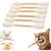 Knubbuf Swabs Cat Toys with Catnip | 6 Pk Durable Cotton Swabs Cat Toys | Interactive Kitten Teething Sticks & Chew Toys | Big Felt Kitty Kicker Accessories for Indoor Boredom Relief (Beige)