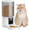 POOEKEN Distributore Automatico Cibo Gatti: Dispenser Crocchette Gatto con 10S Registrazione - Dosatore Crocchette per Cani con Orari di Mangiatoia Personalizzati 1-6 Pasti al Giorno Timer Bianco 6L