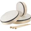 JOIKIT Set di 3 Tamburi in legno da 15,2 cm, 20,3 cm e 25,4 cm, tamburello con bacchette, tamburi a mano, per batteria Percussione testa di pecora pre-sintonizzata per illuminazione musicale
