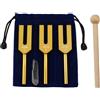 Lemfema Angel Tuning Forks Set - 4096 Hz, 4160 Hz, 4225 Hz, per la guarigione del suono, strumento musicale, terapia, medico, con martello in legno e borsa morbida (oro)