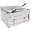 WEIGR Friggitrice a gas commerciale 10 L+10 L doppio serbatoio, in acciaio inox con 2 cesti e coperchio, temperatura regolabile per ristoranti snack bar