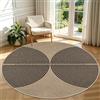 Capslpad Tappeto rotondo da 200 cm, effetto iuta, resistente alle intemperie, lavabile, antiscivolo, naturale, per soggiorno, balcone, terrazza, cucina, giardino, colore nero