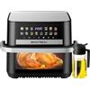 Sinotech Friggitrice Airfry Digital, Extra Large 10L, Oliera 2in1 in vetro da 470ml Inclusa, Tecnologia Rapid Air, Cottura uniforme e croccante, 14 programmi, Timer 60min,Range temperatura 80-200°C.
