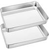 wiksite Confezione da 2 teglie da forno profonde in acciaio inox, grandi teglie da forno (31 x 24 x 5 cm), teglie rettangolari per torte e lasagne, atossica, con finitura a specchio, antiruggine, durevole e