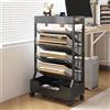 Ornestia Scaffale Mobile Per Libri con Ruote, Organizer da Scrivania, Scaffale da Ufficio, Carrello per Libri, Portariviste, Grande Capienza - Nero.