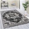 Paco Home Tappeto Salotto Pelo Corto Vintage Motivo Mandala Orientale Floreale Stile Moderno Con Bordatura, Dimensione:60x100 cm, Colore:Nero 3