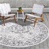 payé Tappeto per interni ed esterni, colore grigio crema, 120 x 120 cm, rotondo, decorazione reversibile, resistente alle intemperie, per balcone, terrazza, per interni, soggiorno, cucina