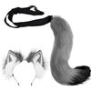 Ulikey Set da vestire coda di lupo di volpe, Orecchie di gatto in finta pelliccia di Halloween Set di costumi per bambini in peluche con coda di lupo e volpe per Halloween, Carnevale